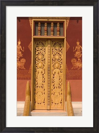 Framed Temple Door, Laos Print