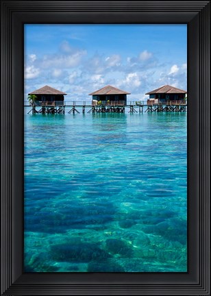 Framed Bungalows, Sipadan-Kapalai Dive Resort, Borneo, Malaysia Print