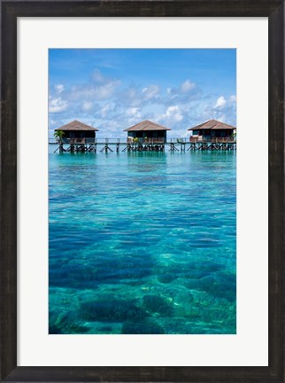 Framed Bungalows, Sipadan-Kapalai Dive Resort, Borneo, Malaysia Print