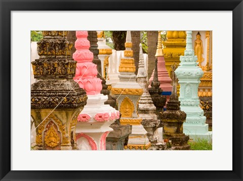 Framed Grave Stupas at Wat Si Saket, Vientiane, Laos Print