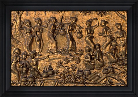 Framed Mural Inside Wat Mai, Luang Prabang, Laos Print