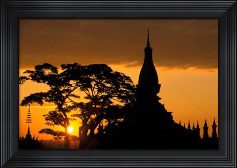 Framed Asia, Laos, Vientiane That Luang Temple, sunrise Print