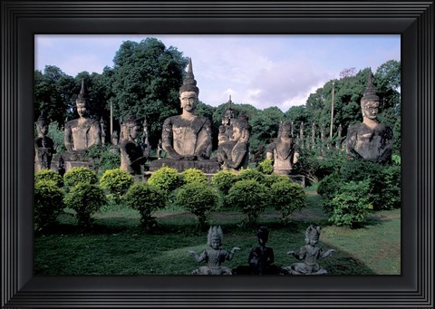 Framed Buddhist Sculptures at Xieng Khuan Buddha Park, Vientiane, Laos Print