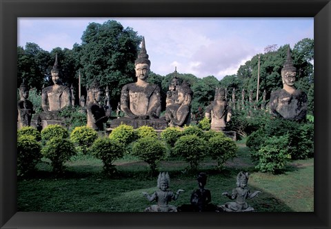 Framed Buddhist Sculptures at Xieng Khuan Buddha Park, Vientiane, Laos Print