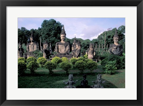 Framed Buddhist Sculptures at Xieng Khuan Buddha Park, Vientiane, Laos Print