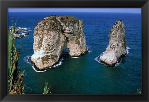 Framed Asia, Lebanon, Beirut, Coastal Pigeon Rocks Print