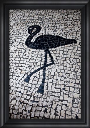 Framed China, Macau Portuguese tile designs - flamingo, Senate Square Print
