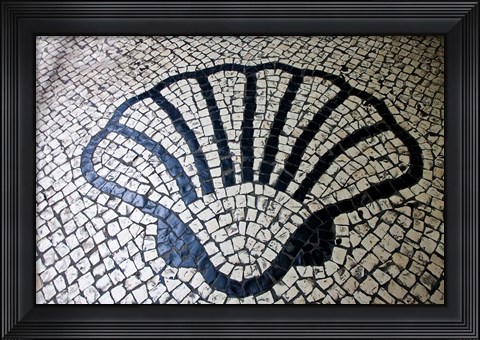 Framed China, Macau Portuguese tile designs - sea shell, Senate Square Print