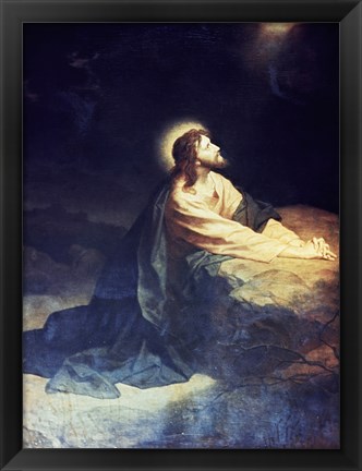 Framed Christ in the Garden of Gethsemane Heinrich Hoffmann (1824-1911 German) Print