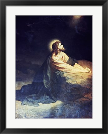 Framed Christ in the Garden of Gethsemane Heinrich Hoffmann (1824-1911 German) Print