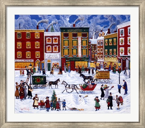 Framed Christmas On Main Street Print