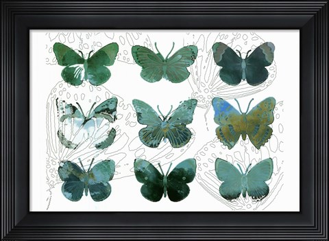 Framed Layered Butterflies I Print