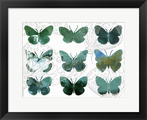 Framed Layered Butterflies I Print