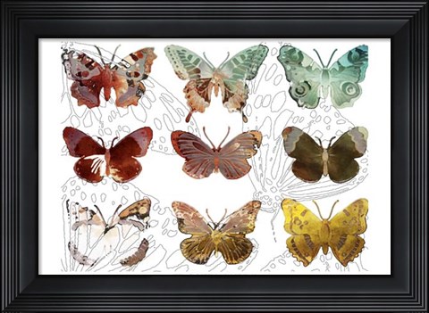 Framed Layered Butterflies II Print
