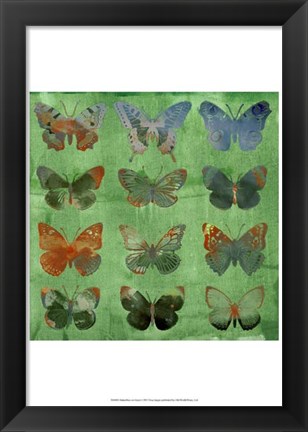 Framed Butterflies on Green Print