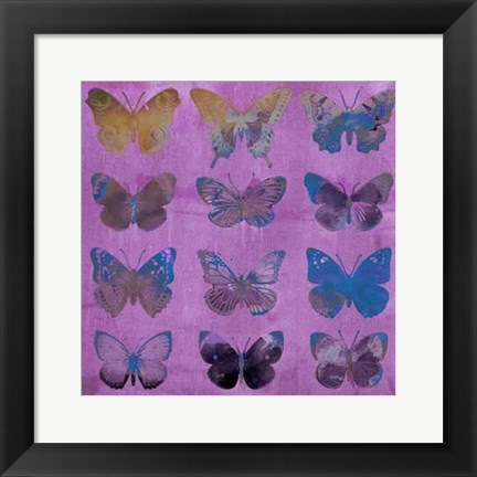 Framed Butterflies on Magenta Print