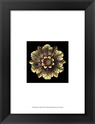 Framed Rosette on Black I Print