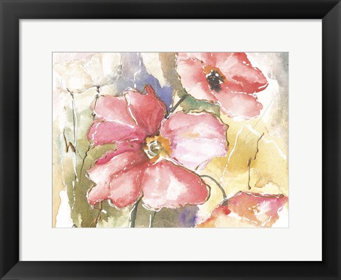 Framed Soft Poppies I Print