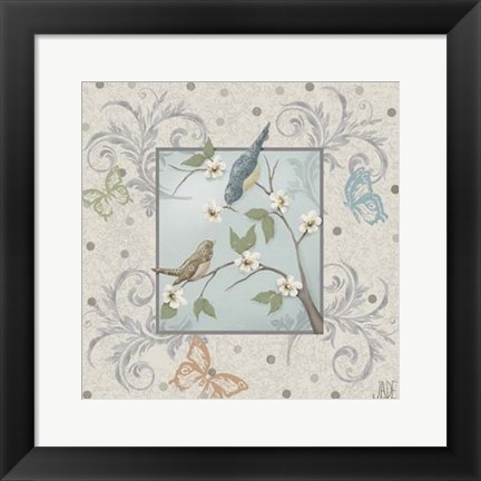 Framed Whimsical Birds I Print