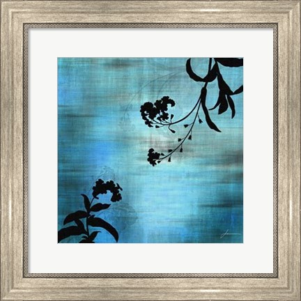 Framed Aqua Floral I Print