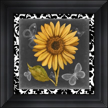 Framed Ornate Sunflowers I Print