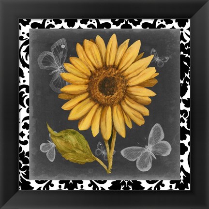 Framed Ornate Sunflowers I Print