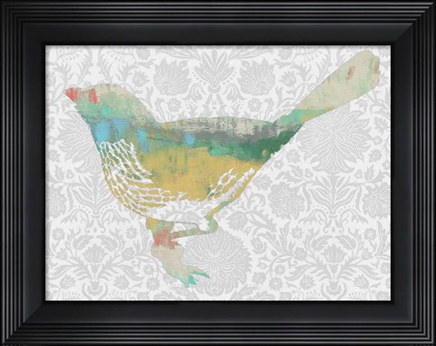 Framed Patterned Bird I Print