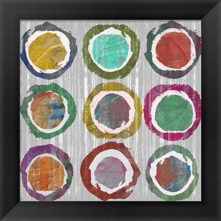 Framed Jagged Circles I Print
