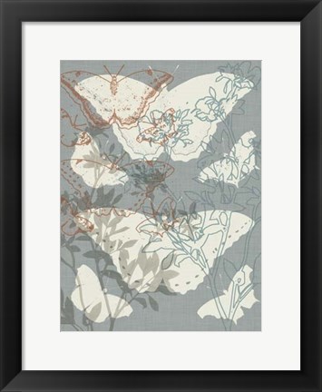 Framed Flowers &amp; Butterflies I Print