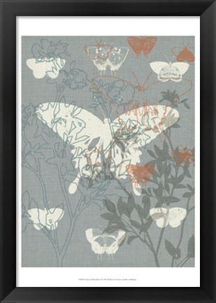 Framed Flowers &amp; Butterflies II Print