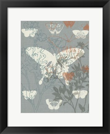 Framed Flowers &amp; Butterflies II Print