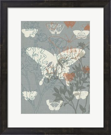 Framed Flowers &amp; Butterflies II Print