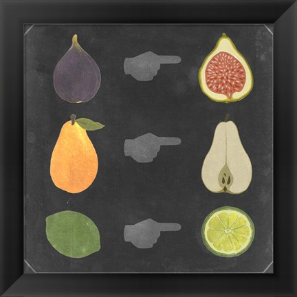 Framed Blackboard Fruit I Print