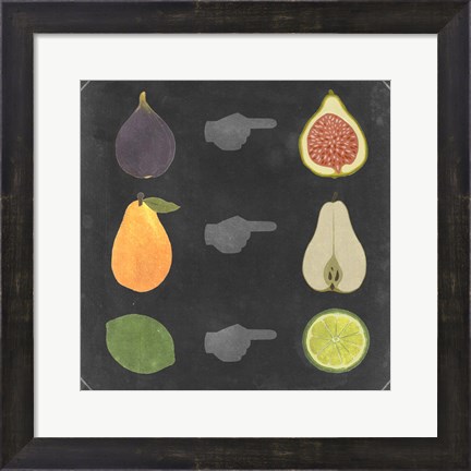 Framed Blackboard Fruit I Print