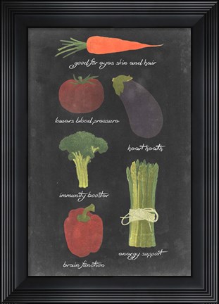 Framed Blackboard Veggies I Print