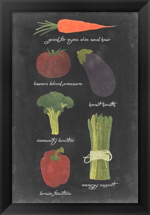 Framed Blackboard Veggies I Print