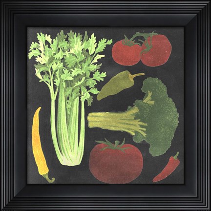 Framed Blackboard Veggies III Print
