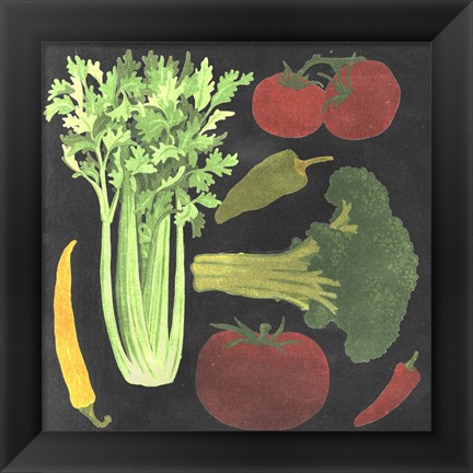 Framed Blackboard Veggies III Print