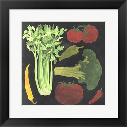 Framed Blackboard Veggies III Print