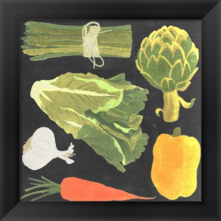 Framed Blackboard Veggies IV Print