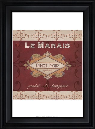 Framed Burgundy Wine Labels I Print