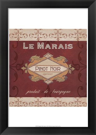 Framed Burgundy Wine Labels I Print