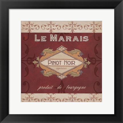 Framed Burgundy Wine Labels I Print