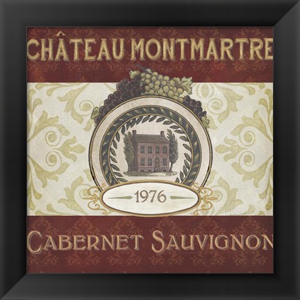 Framed Burgundy Wine Labels II Print