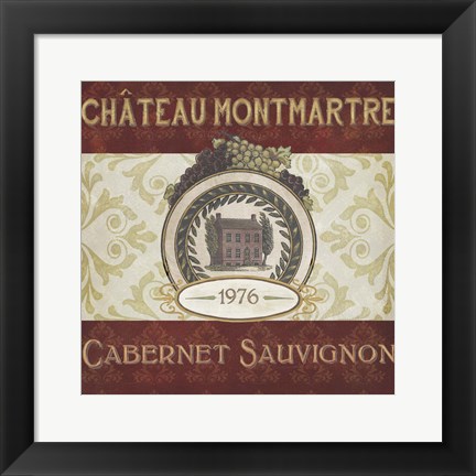 Framed Burgundy Wine Labels II Print