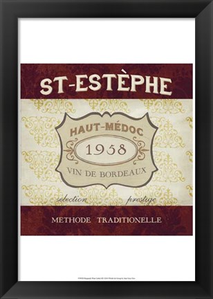 Framed Burgundy Wine Labels III Print