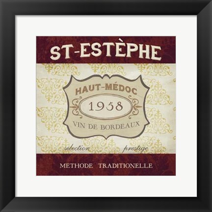 Framed Burgundy Wine Labels III Print