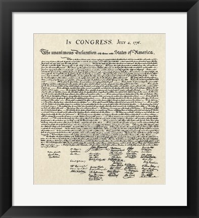 Framed Declaration of Independence Doc. Print