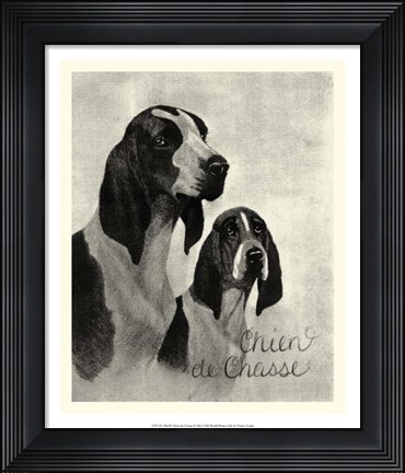 Framed B&amp;W Chien de Chasse Print