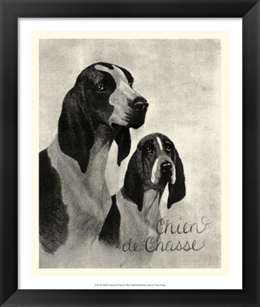 Framed B&amp;W Chien de Chasse Print